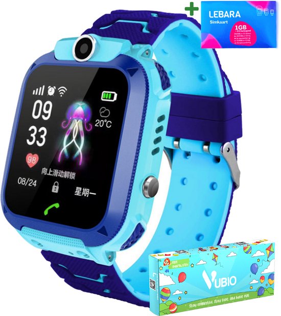 VUBIO Kinder Smartwatch Blauw - Inclusief Simkaart - Bellen - Camera