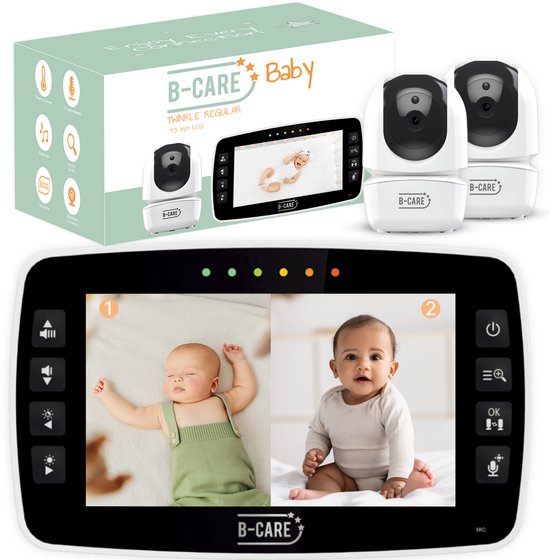 B-Care Twinkle Regular - Babyfoon Met 2 Camera's - 4.3 Inch LCD Baby Monitor - Split screen - Zonder Wifi en App
