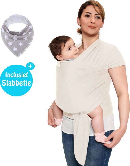 Baby Garden draagdoek Licht Beige - Ergonomisch - Original - Met slabbetje