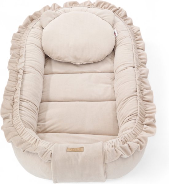 Babynestje - GLAMOUR - Babynest SET met kussen - VELVET - Beige
