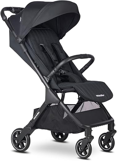 Easywalker Jackey² Buggy, For 0-22kg Kids, Lightweight, Automatically Foldable, Unique Accessory System, Rain Cover Included, Suitable for Car Seat - Night Black