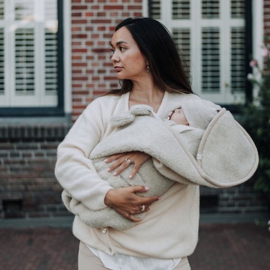 KiCo Label - Wikkeldeken - 100% merinowol - natur 100% merinowol wikkeldeken - heerlijk zacht - babydeken- -maxicosy openingen