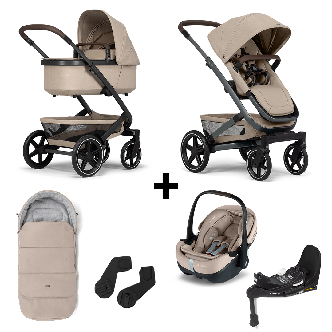 Kinderwagen Joolz Geo³ Sandy Taupe + Autostoel Joolz x Maxi-Cosi, Slide Tech Base&Accessoires