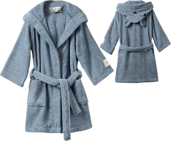 Linden&Green - 0 Katoen kinderbadjas – kinder badjas jongens – Jongens Kinderbadjas - Badjas kind - badjas jongens – badjas kinderen jongens - kinder badjas - Kinderbadjas - badjas kinderen - Blauw - 110/116 - 5-6 jaar