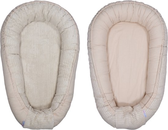 MamaLoes Velours Rib Beige Omkeerbaar Babynest