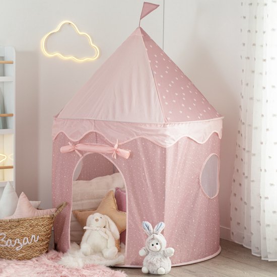 MISOU Speeltent - 100x100x135cm - Pop up Tent - Kinderen - Tipi Tent - Kindertent - Peuters - Meisjes - Roze - LILY