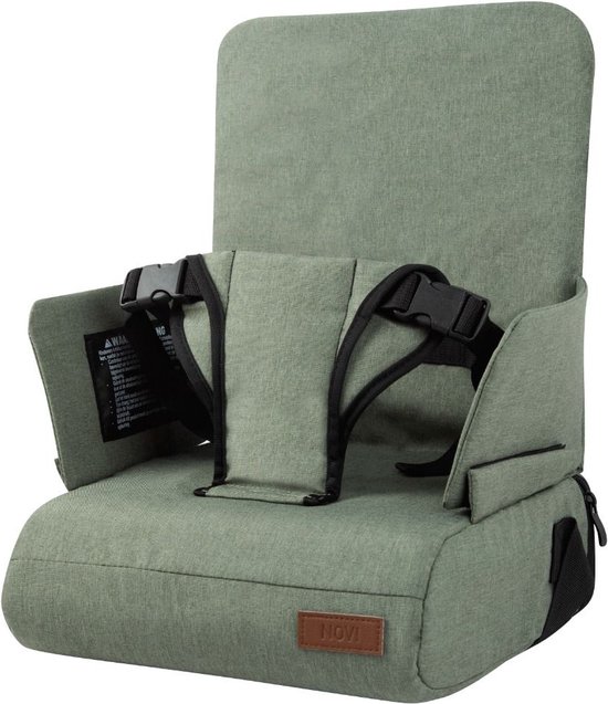 Novi Baby Maddy Stoelverhoger - Groen Melange - Inclusief bevestigingsriem