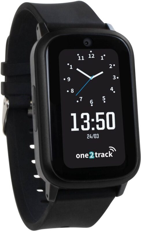 One2track Connect UP zwart | GPS horloge voor kinderen | Bekijk de locatie van je kind. Stel veilige zones in. En videobellen met de leukste smartwatch voor kinderen
