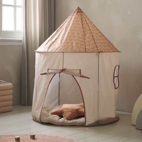 Petite Amélie Speeltent Beige & Bruin - Knus Speelhuisje voor Kleine Dromers - Kindertent met Bodem - Snel Opzetten & Opbergen via Pop-up Mechanisme