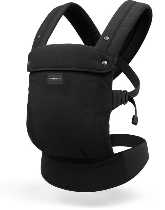 Vulpes Goods® BabyCare - Draagzak – Ergonomische Baby Draagzak 0-36 mnd – Luxe Buikdrager tot 20 kg – OEKO-TEX® Katoen – Handsfree Comfort - Met Rugsteun & M-Positie - Zwart