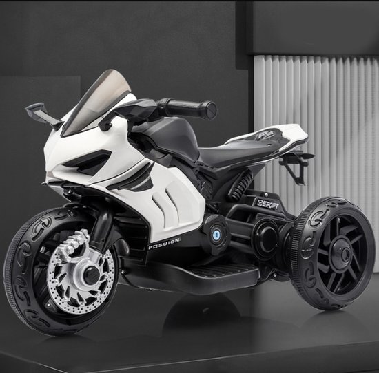 Elektrische kindermotor - Kindermotor - Accuvoertuigen - 1 tot 3 jaar - Stevig kindermotor - Wit