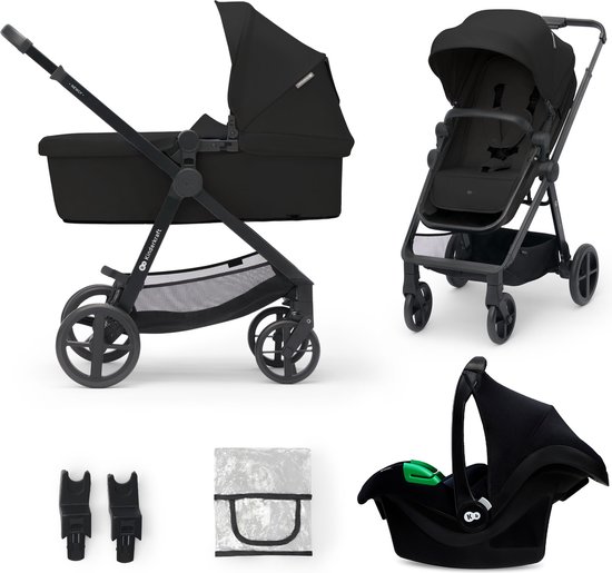 Kinderkraft NEWLY 3-in-1 Kinderwagen – Tot 22 kg – Incl. MINK PRO i-Size Autostoel – Lichtgewicht & Opvouwbaar – Zwart