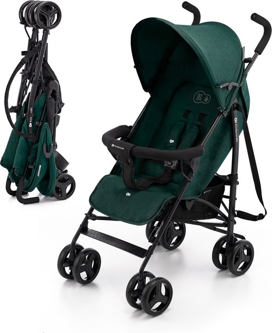 Kinderkraft TIK Buggy – Lichtgewicht Reisbuggy 6,5 kg – Snel Opvouwbaar – Verstelbare Rugleuning & Duwbeugel – Tot 17 kg – Groen