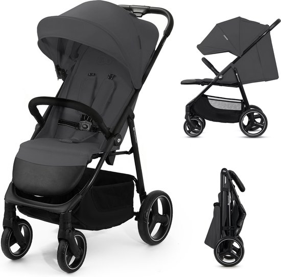 Kinderkraft TRIG 3 Buggy – Tot 25 kg* – Click & Fold Systeem – 360° Draaiende Wielen – Grijs