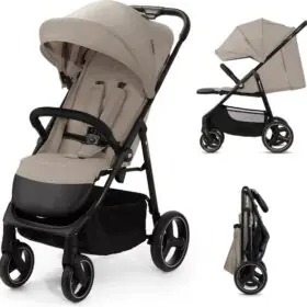 Kinderkraft TRIG 3 Buggy – Tot 25 kg* – Click & Fold Systeem – 360° Draaiende Wielen – Beige