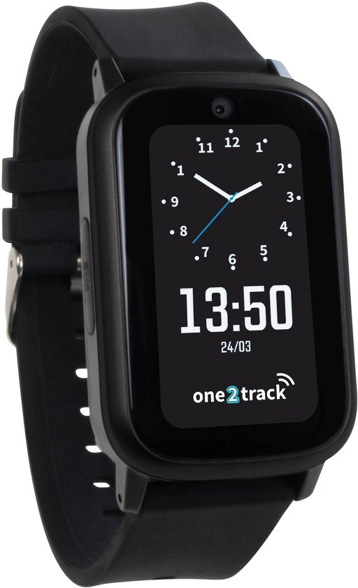 One2track Connect UP zwart | GPS horloge voor kinderen | Bekijk de locatie van je kind. Stel veilige zones in. En videobellen met de leukste smartwatch voor kinderen