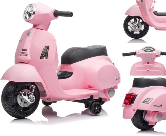 Vespa Elektrische motorfiets, kindermotorfiets, 18-36 maanden 2,5 km/u Rijtijd 45 minuten (Roze)